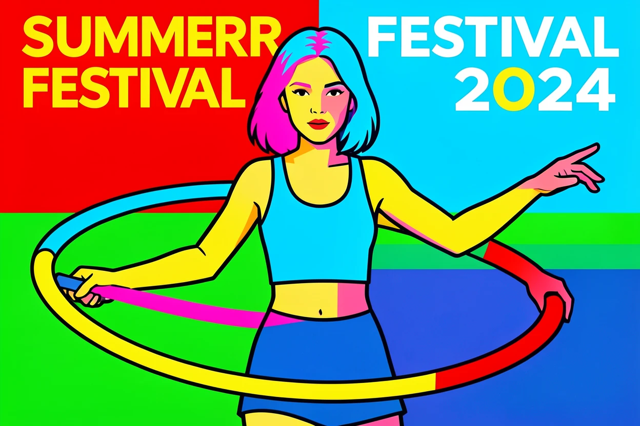 Girl twirling a hula hoop at a summer festival