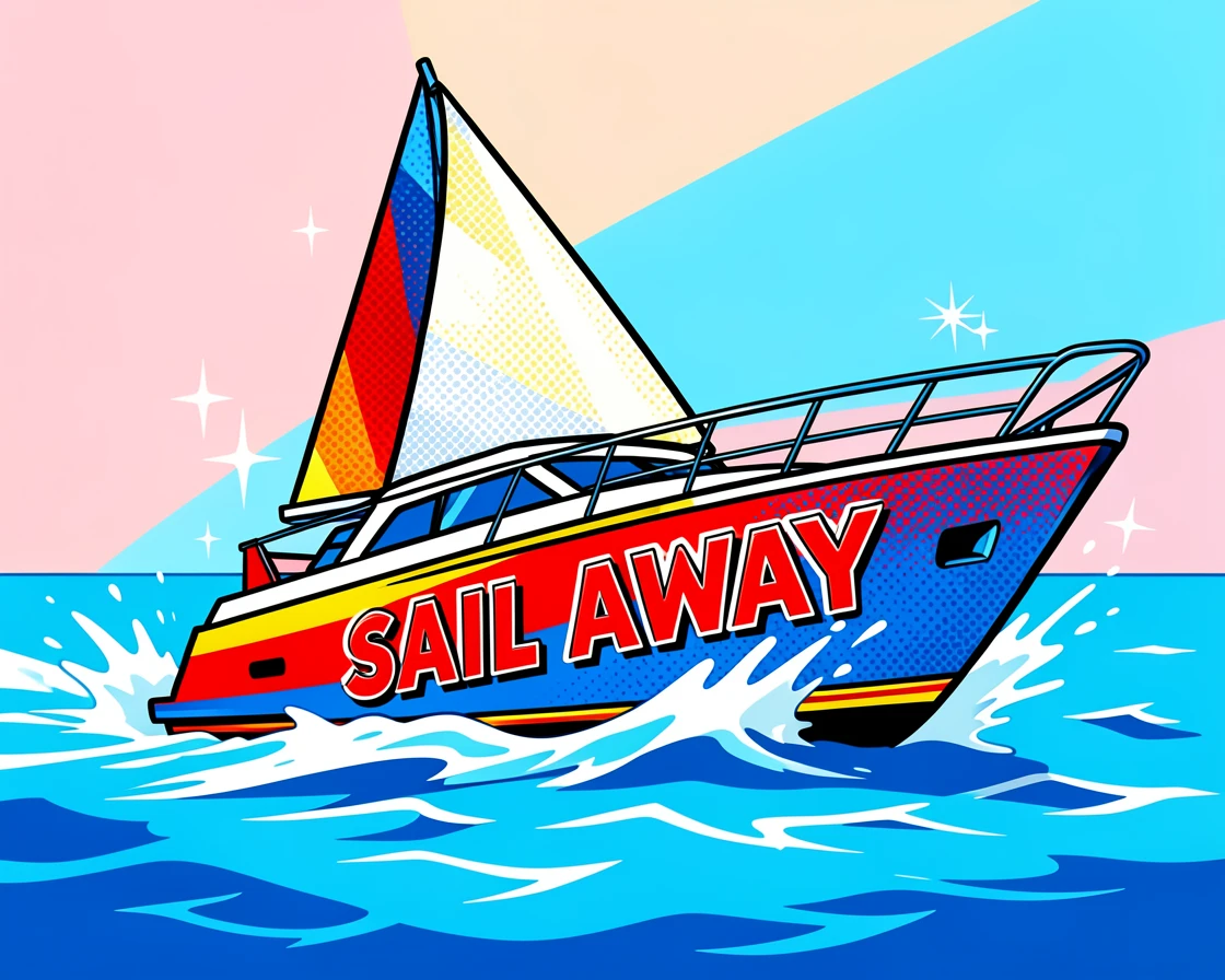 A yacht sailing across sparkling clear water