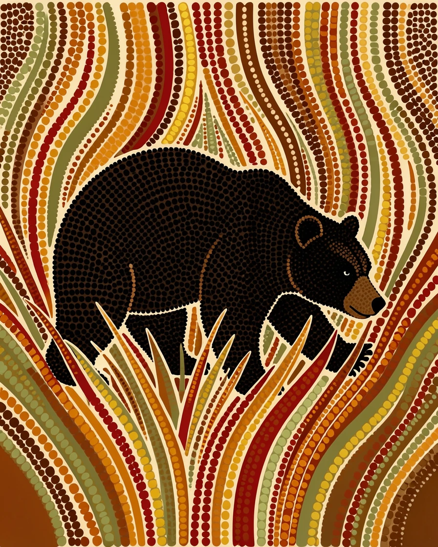 A black bear stalking silently through tall grass