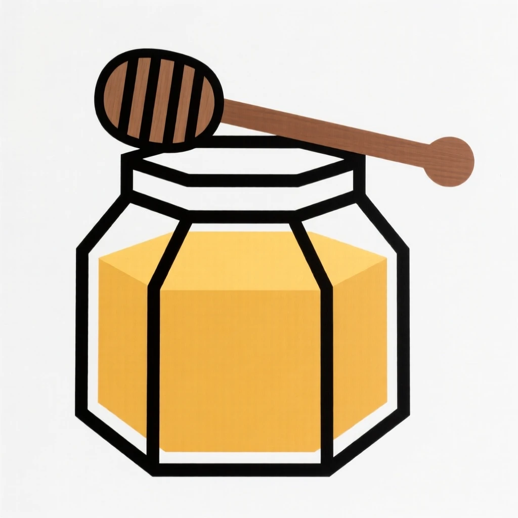 A jar of honey with a wooden dipper