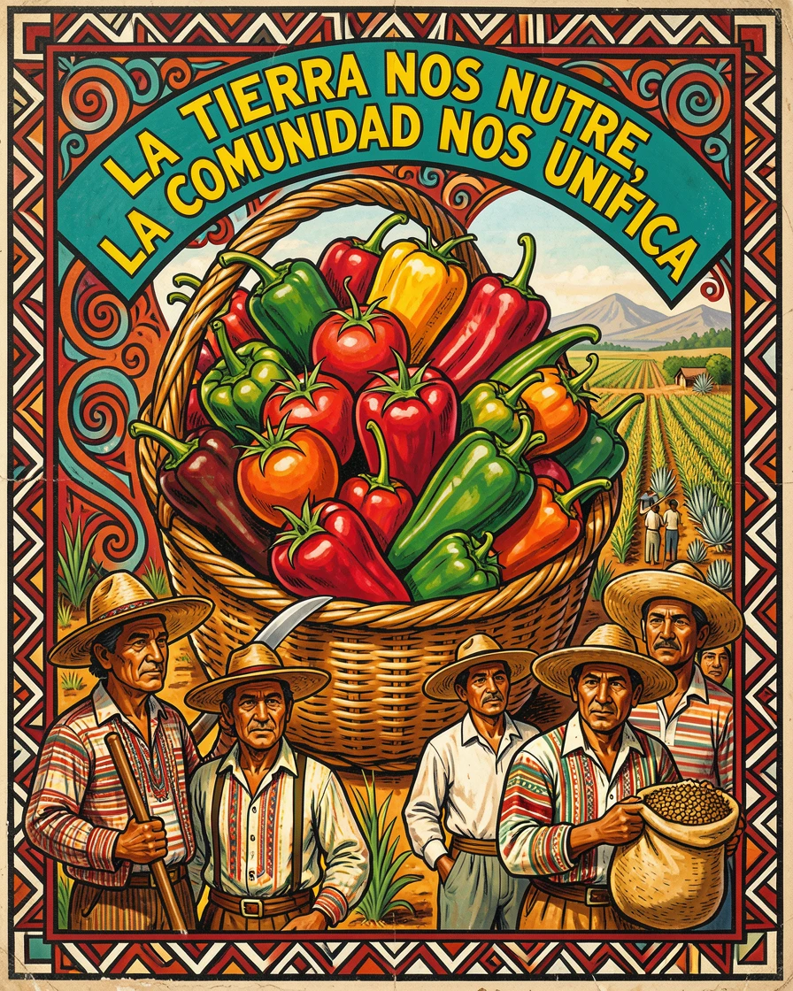 A basket overflowing with ripe tomatoes and peppers