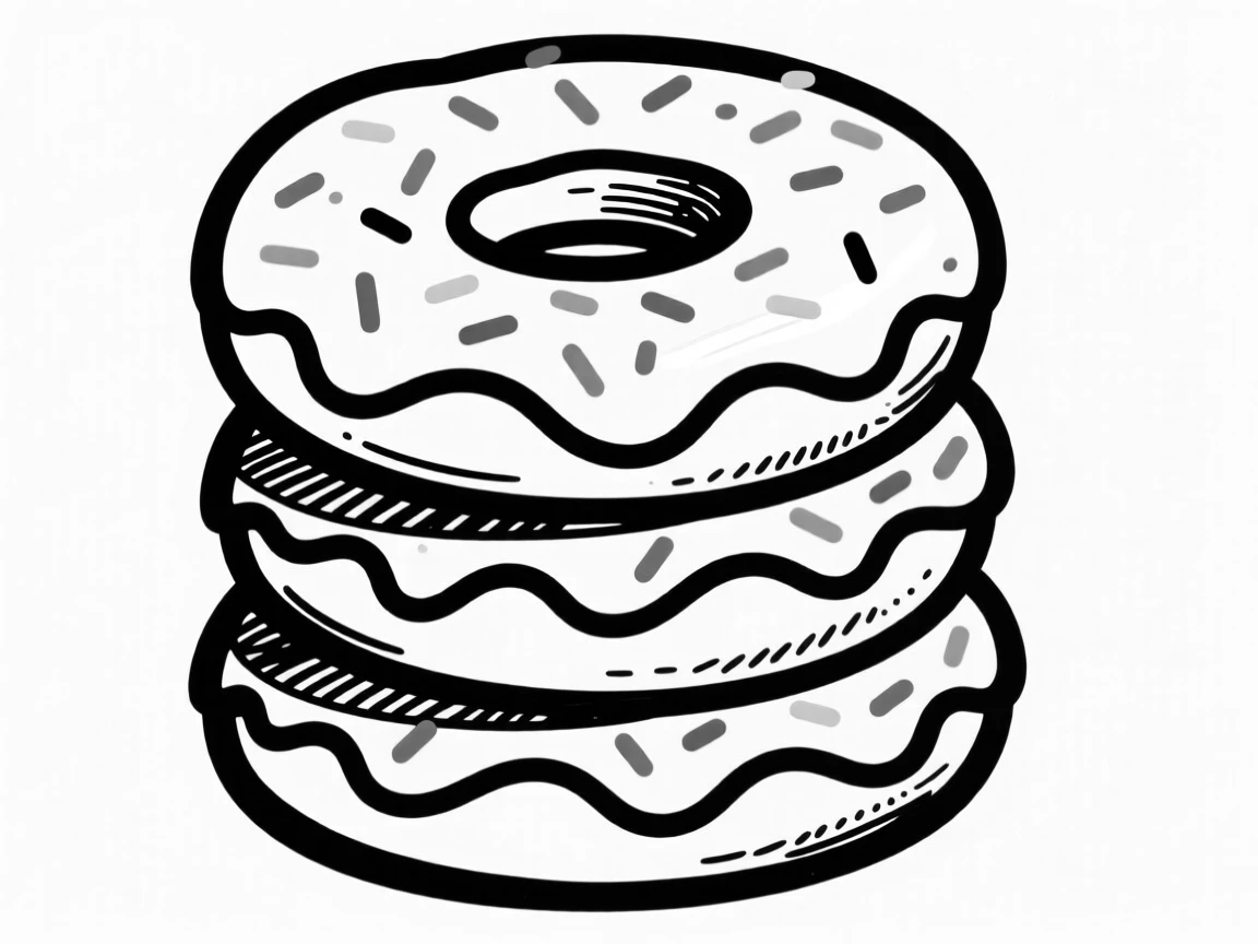 A stack of glazed donuts with colorful sprinkles.