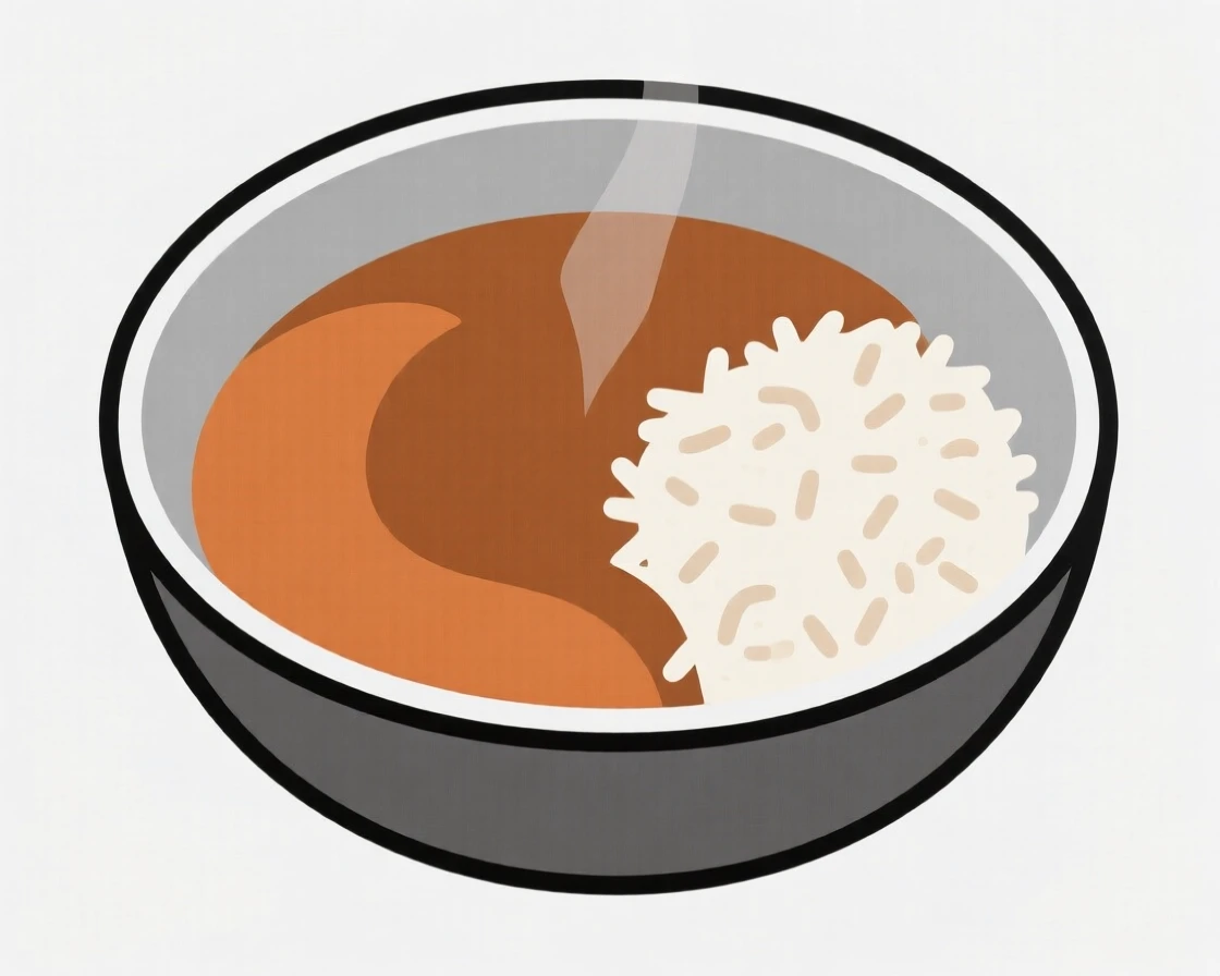 A bowl of curry with steamed rice