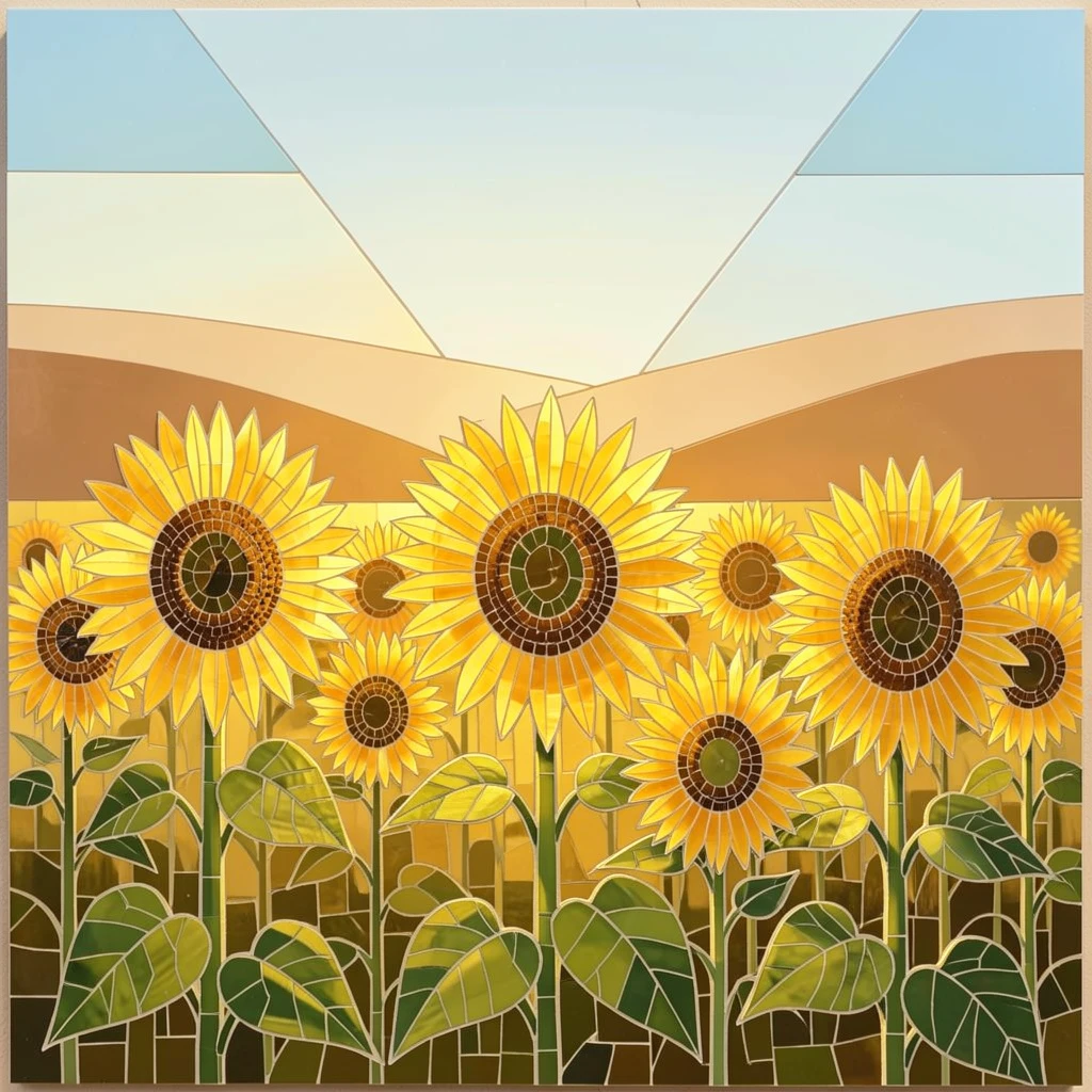 A sunflower field glowing golden under the afternoon sun.