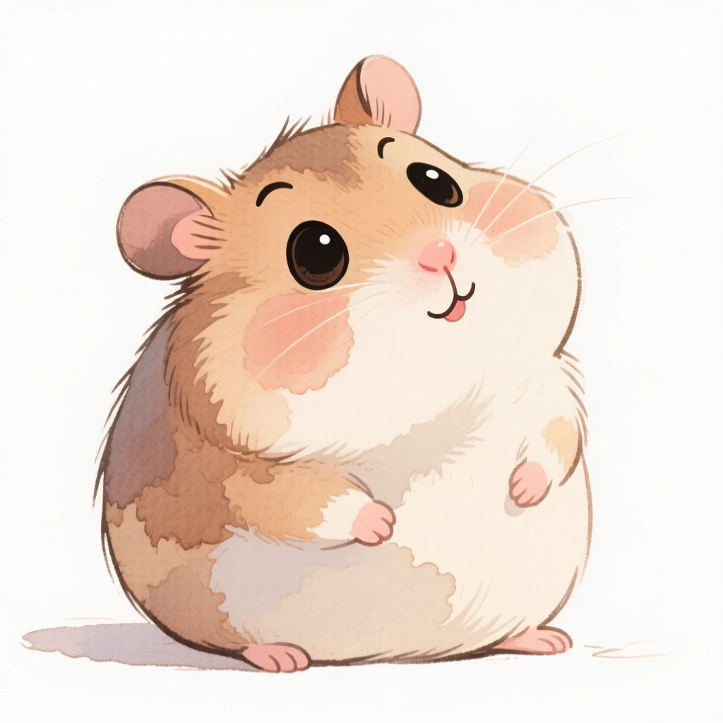 A chubby hamster tilting its head with a curious expression