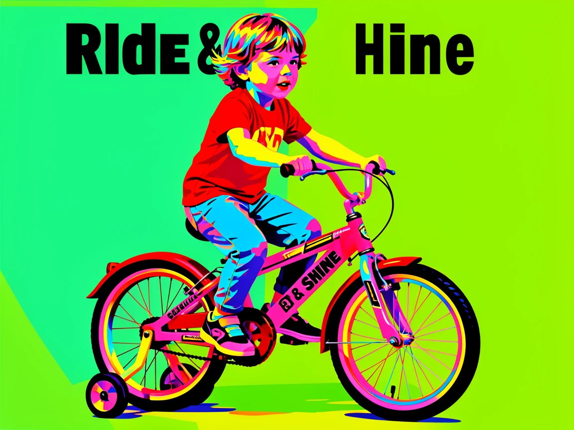 Child riding a bicycle with training wheels