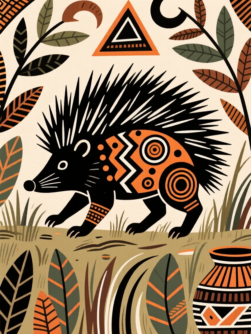 A porcupine stalking through the bush.