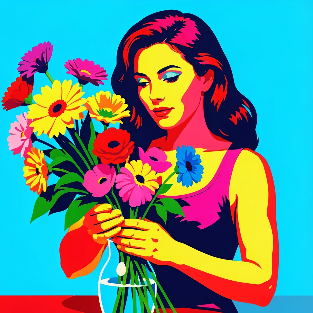 Woman arranging fresh flowers in a vase
