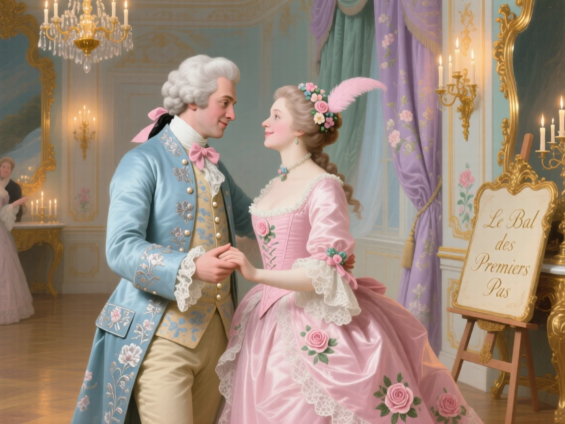 A couple sharing their first dance in a candlelit ballroom  