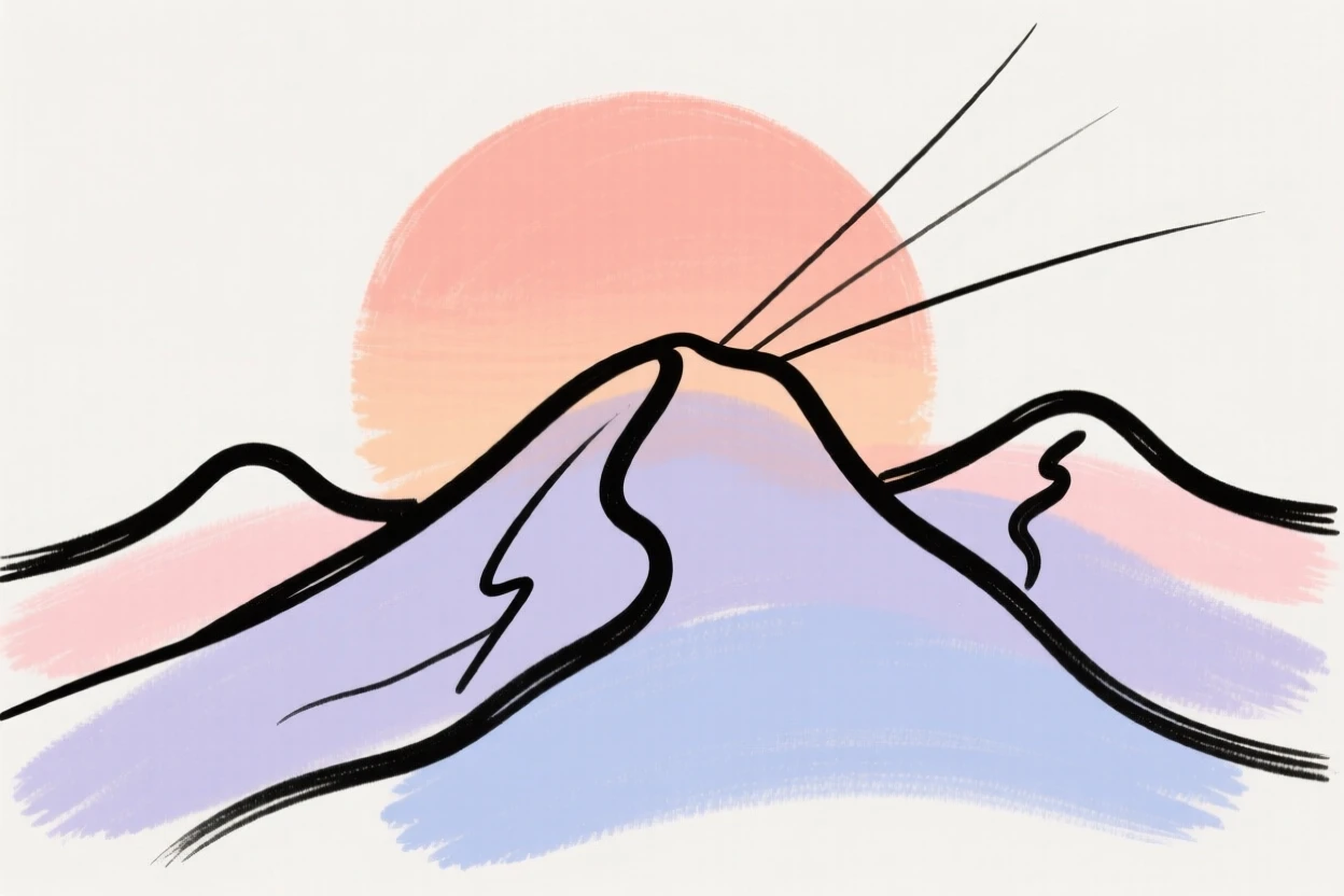 A sunset silhouette of mountains