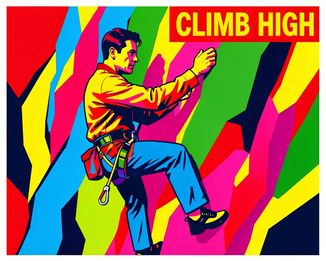 Man climbing a rock wall outdoors