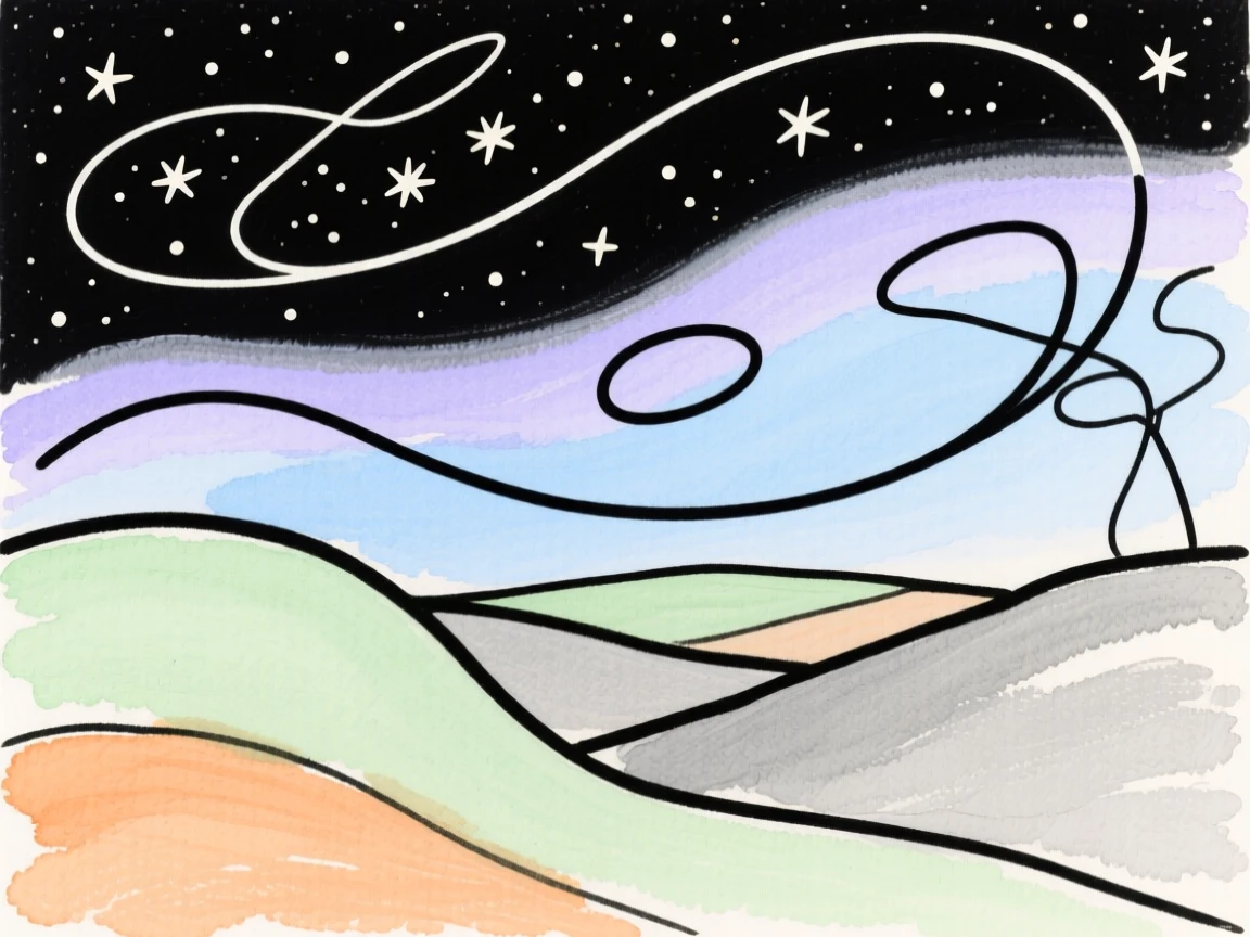 A starry night sky over a valley