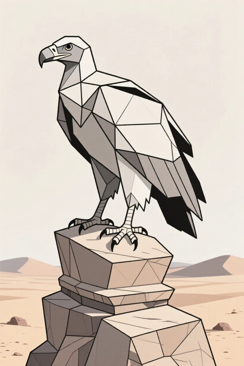 A vulture perched on a desert rock formation