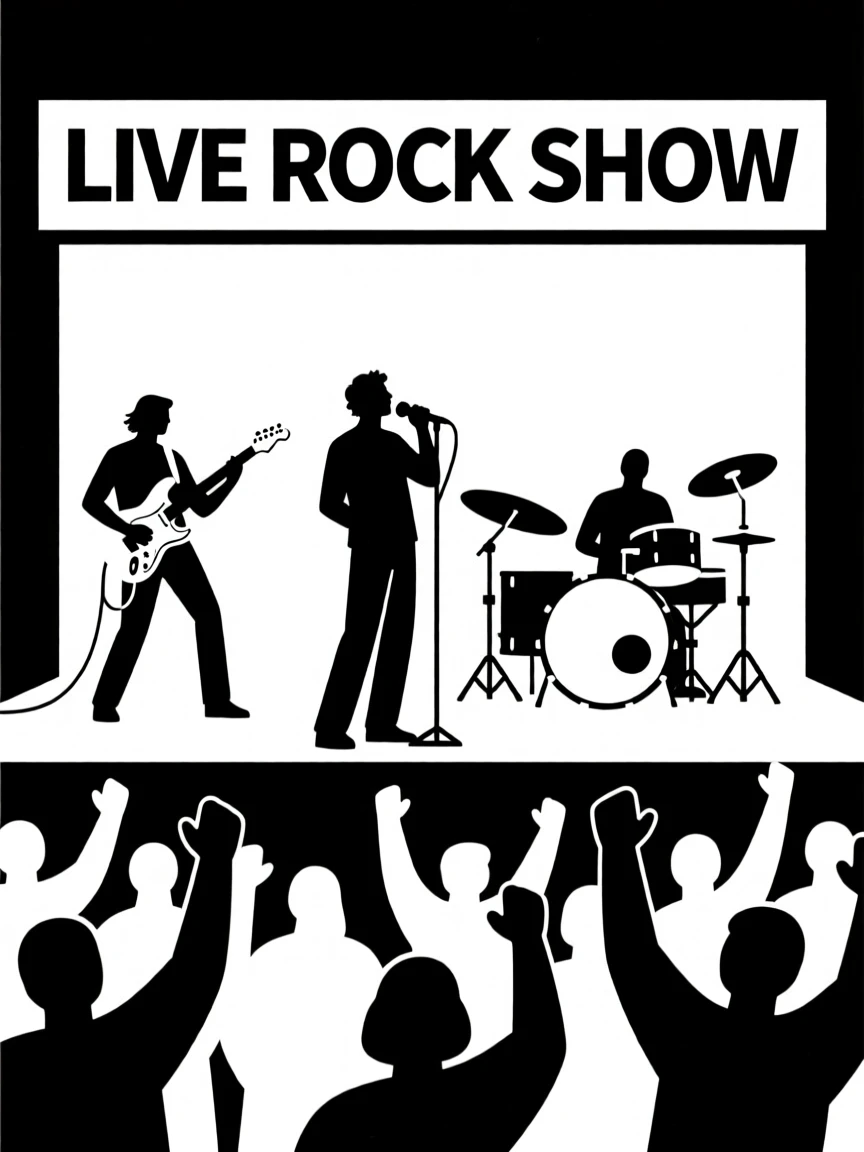 A rock band performing on stage before a cheering crowd.
