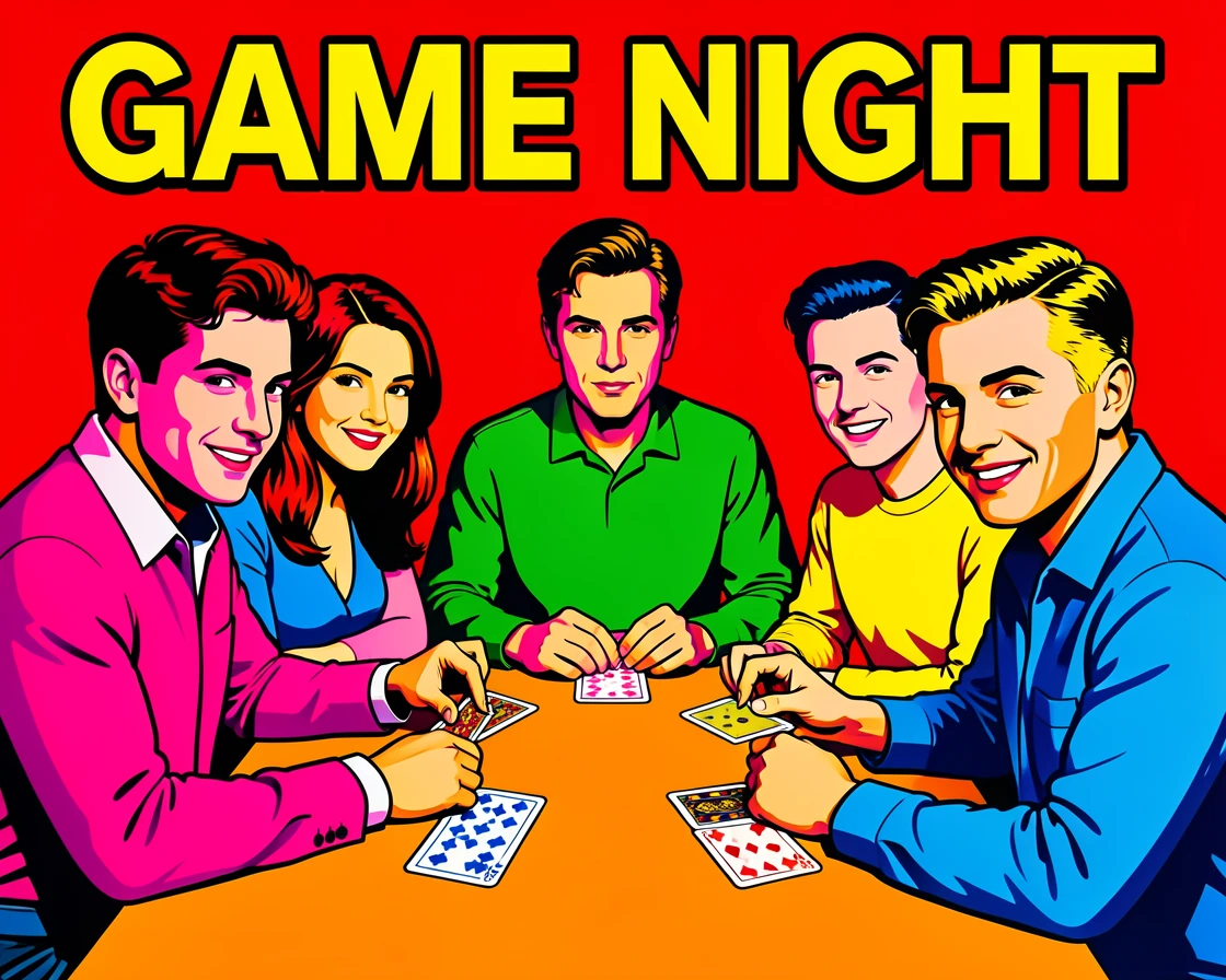 Friends playing cards around a table