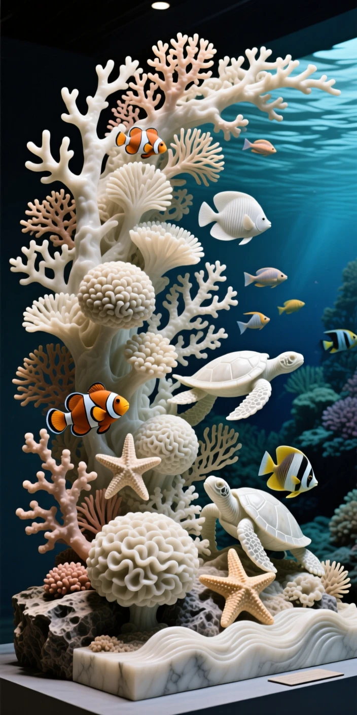 A sweeping, cinematic composition of a coral reef teeming with color, capturing the raw beauty of the natural world
