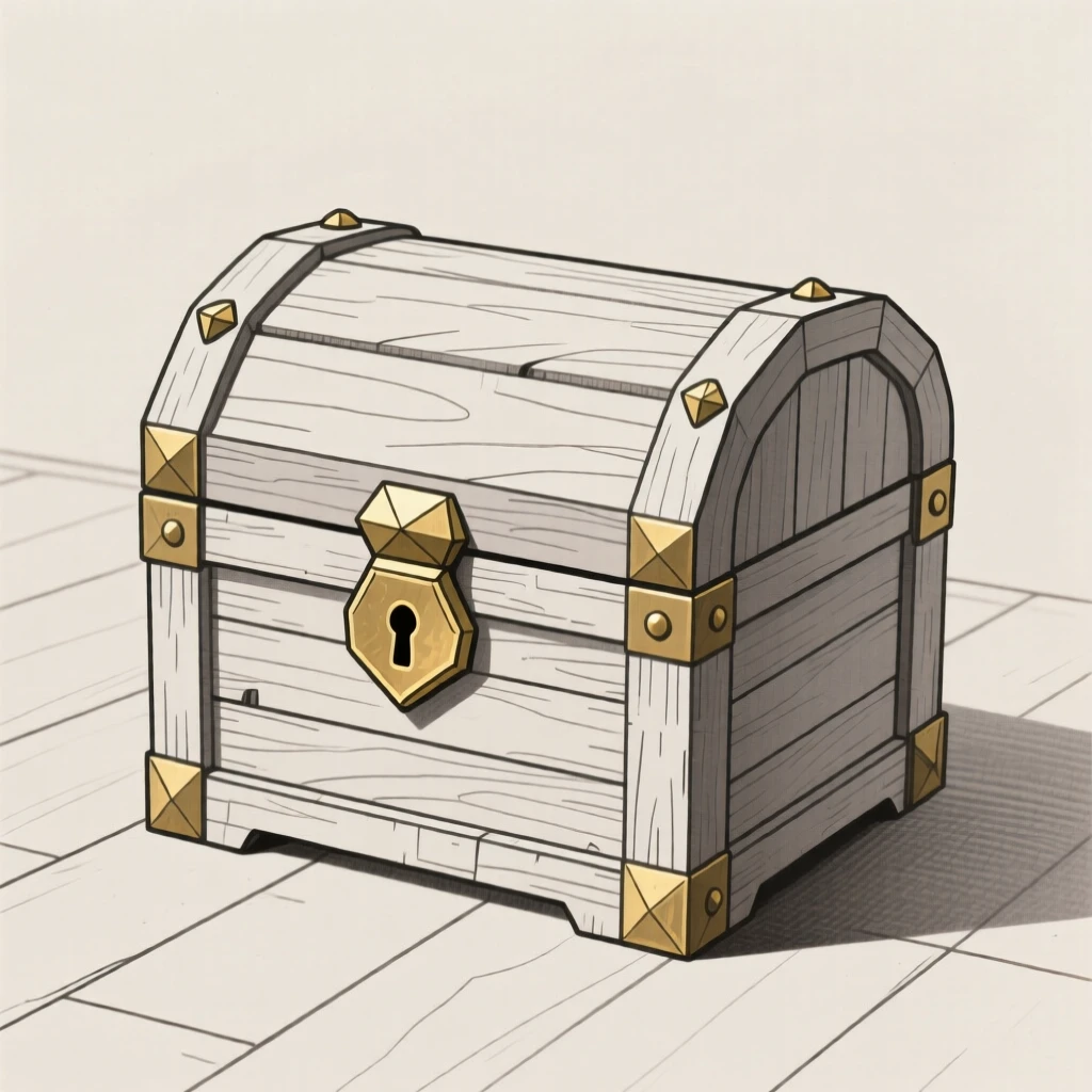 An old wooden chest with brass fittings
