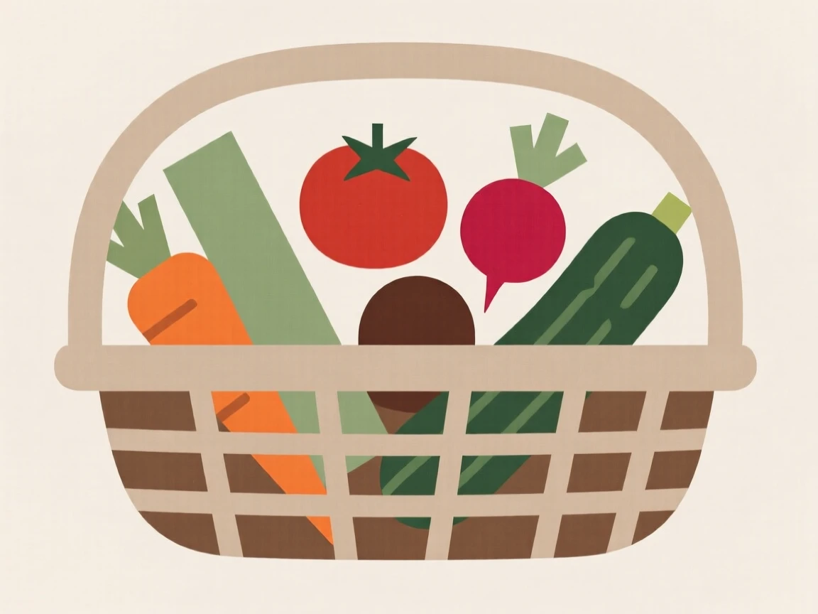 A basket of farmers market vegetables