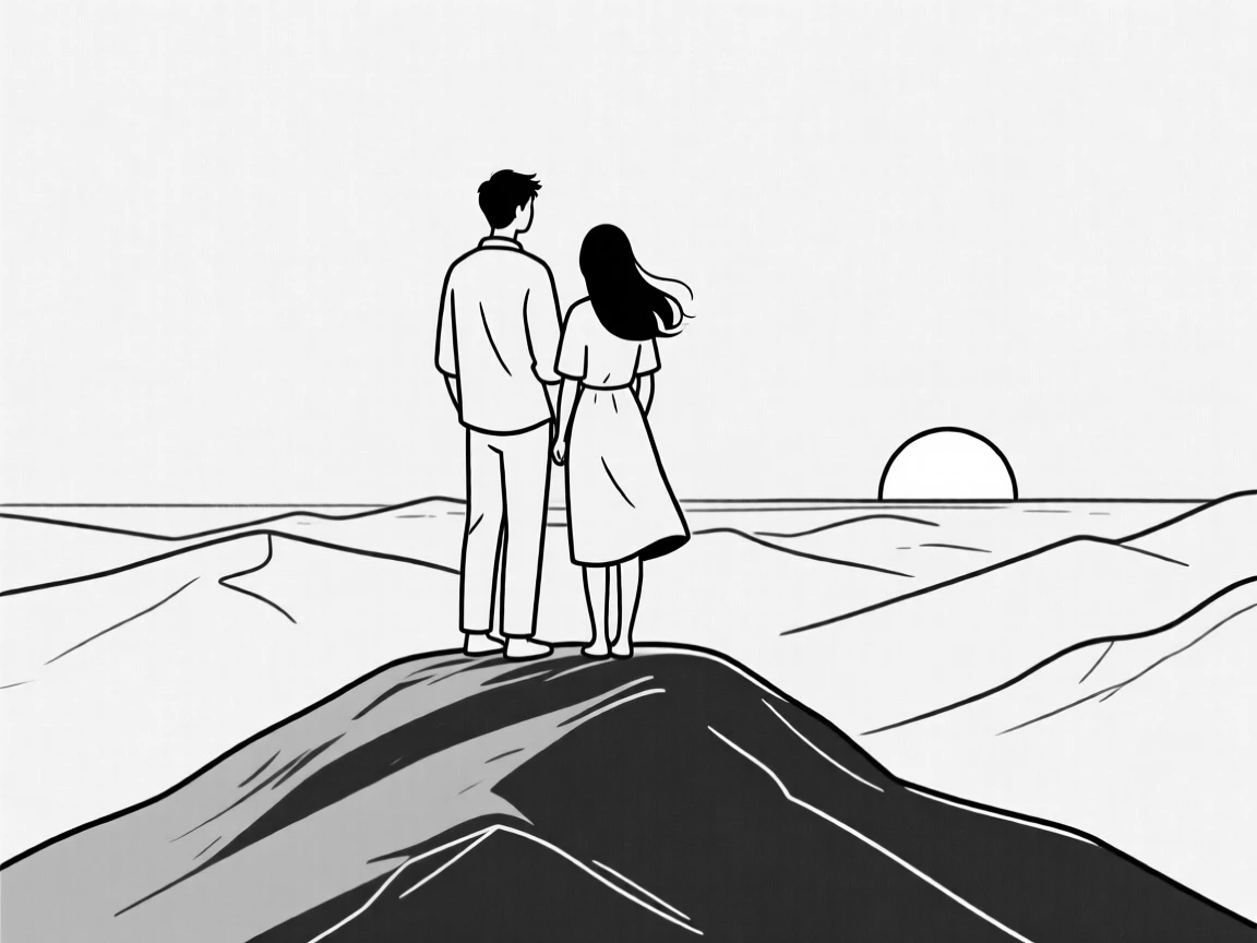A couple watching the sunrise from a mountain summit together