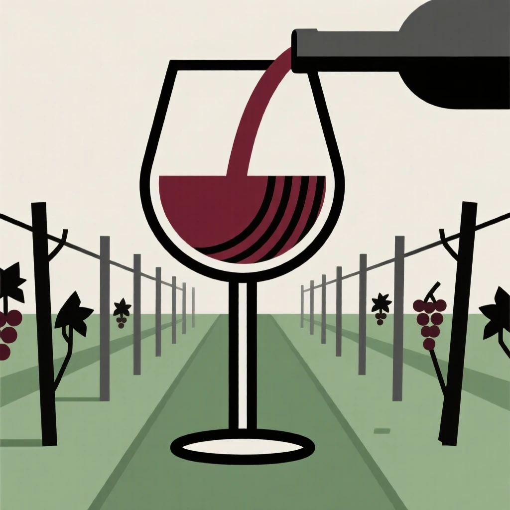 A wine glass being filled at a vineyard