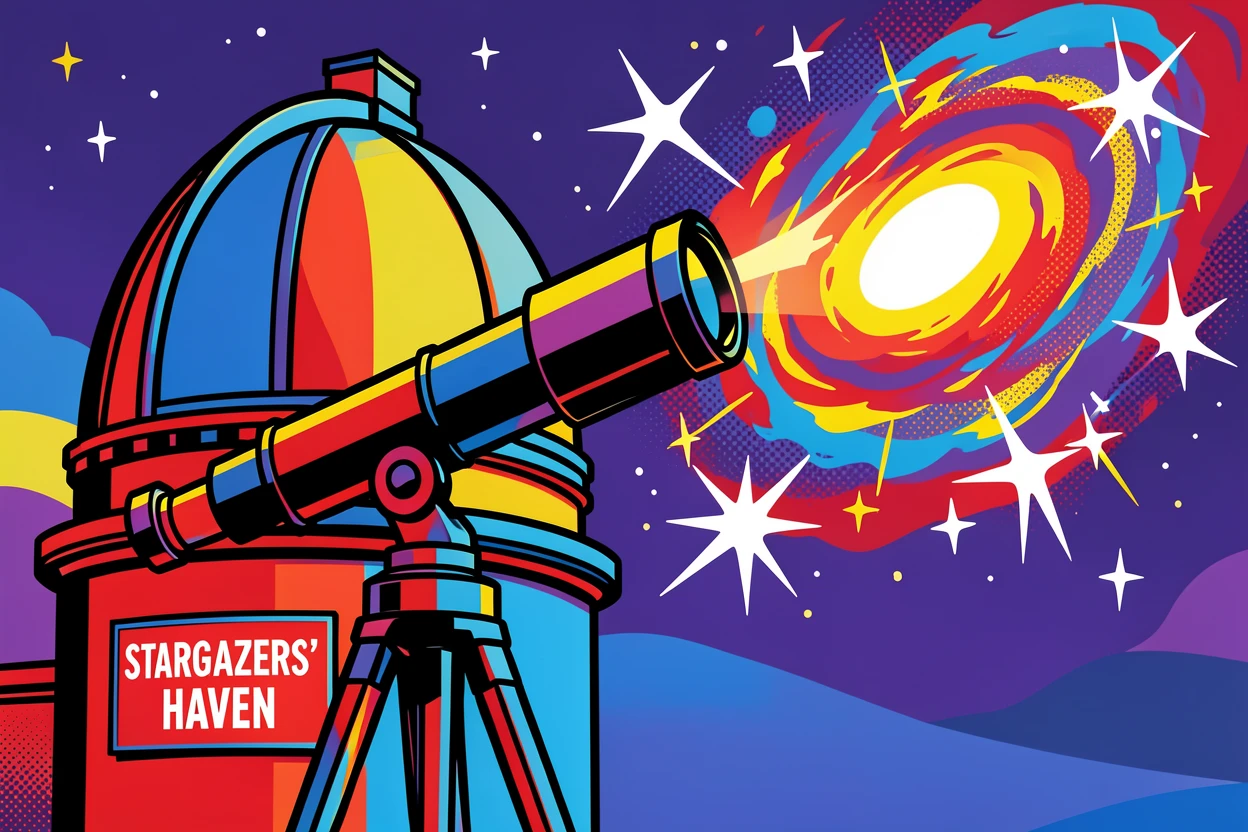 A telescope aimed at a distant nebula from an observatory