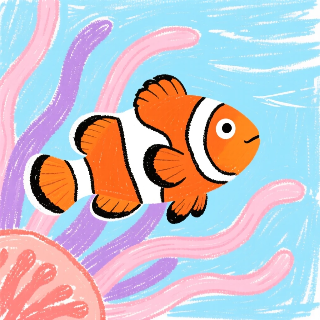 A clownfish darting among the tentacles of a sea anemone.