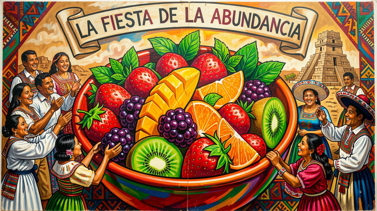 A bowl of vibrant fruit salad garnished with mint