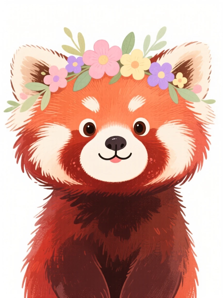 A red panda wearing a flower crown
