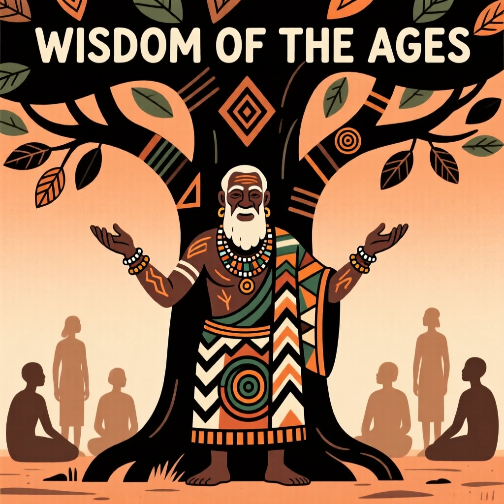A village elder holding court beneath a shade tree.