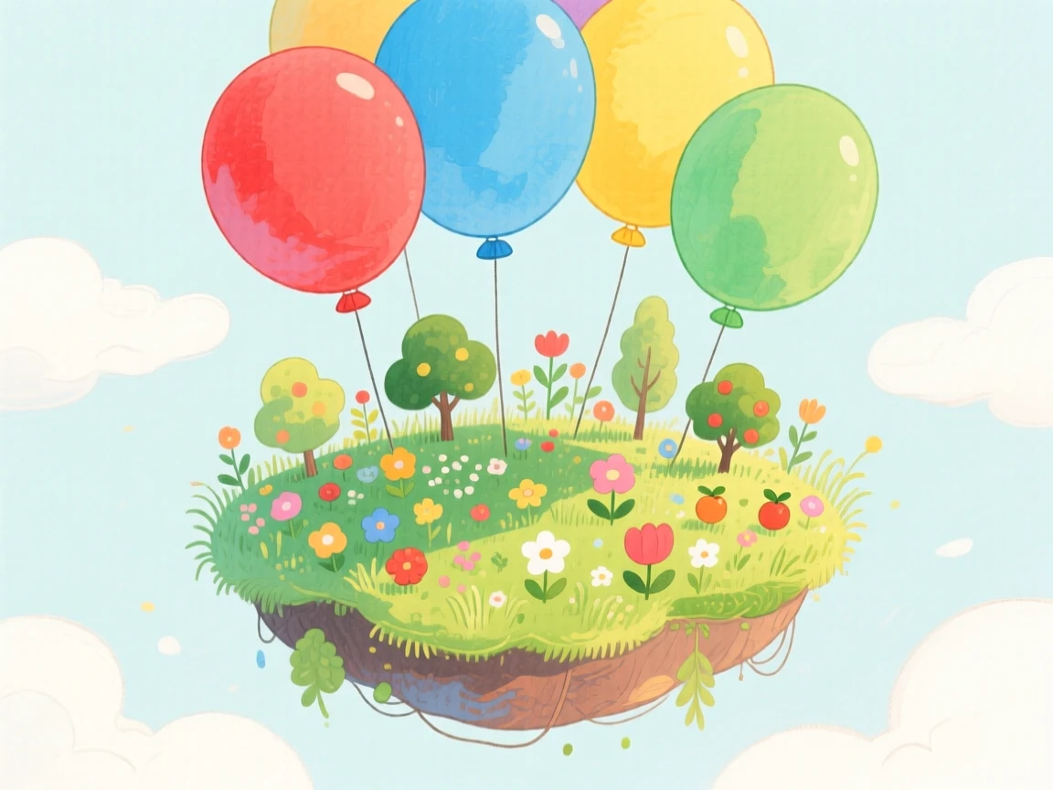 An awe-inspiring look at a floating garden suspended by giant balloons.