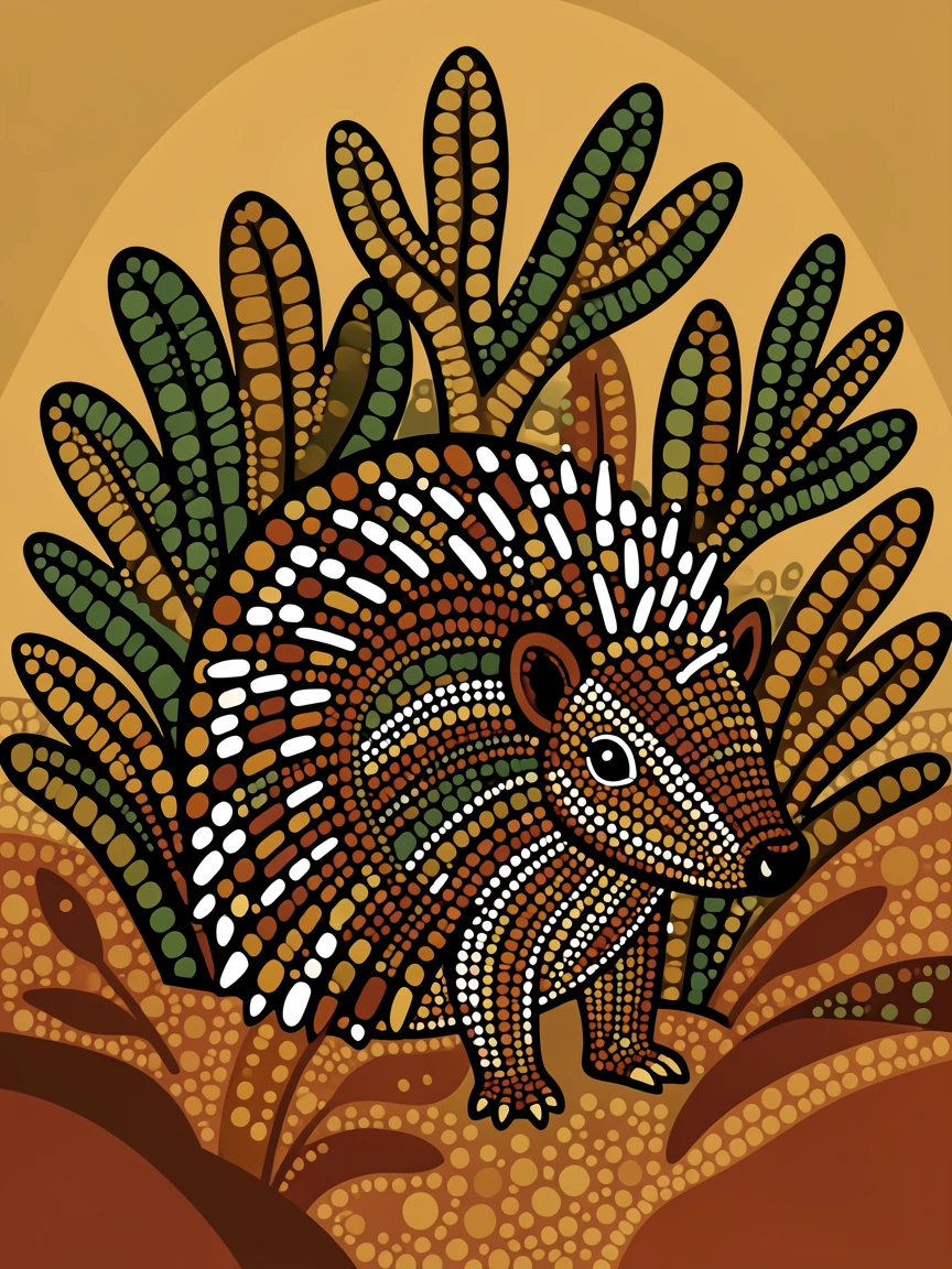 A curious porcupine peeking from behind a bush