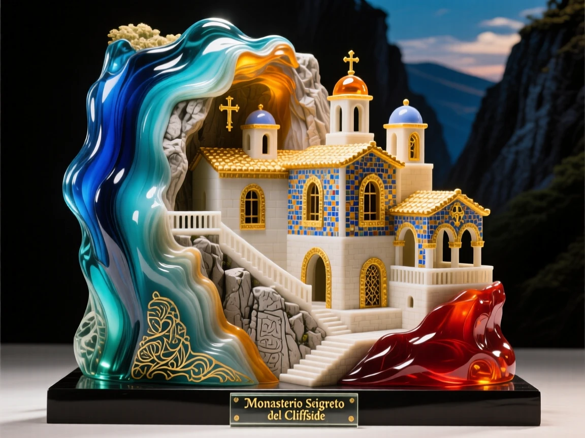 A hidden monastery carved into a dramatic cliffside, awe-inspiring and remote.