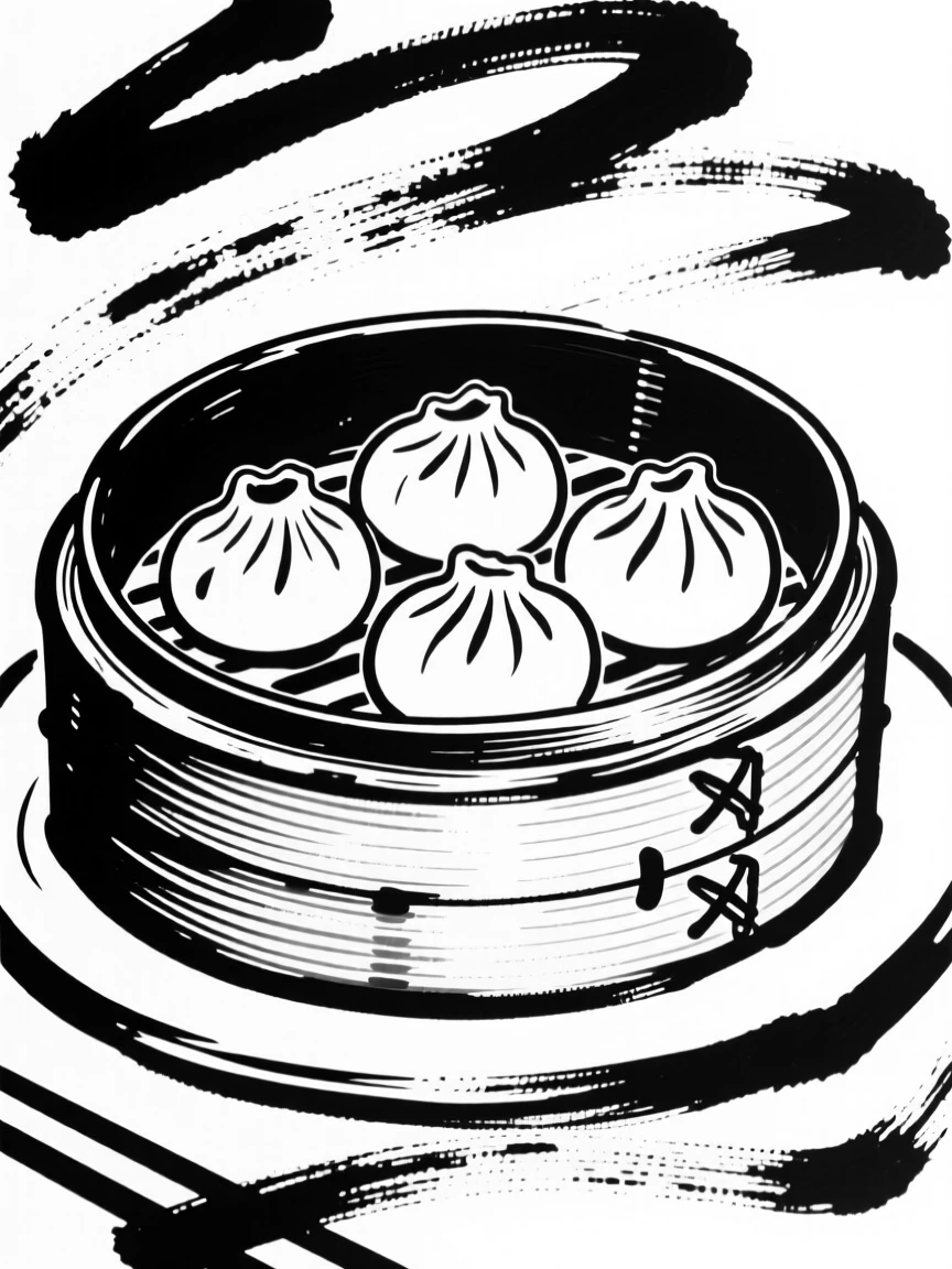 A plate of dim sum dumplings served in a bamboo steamer.