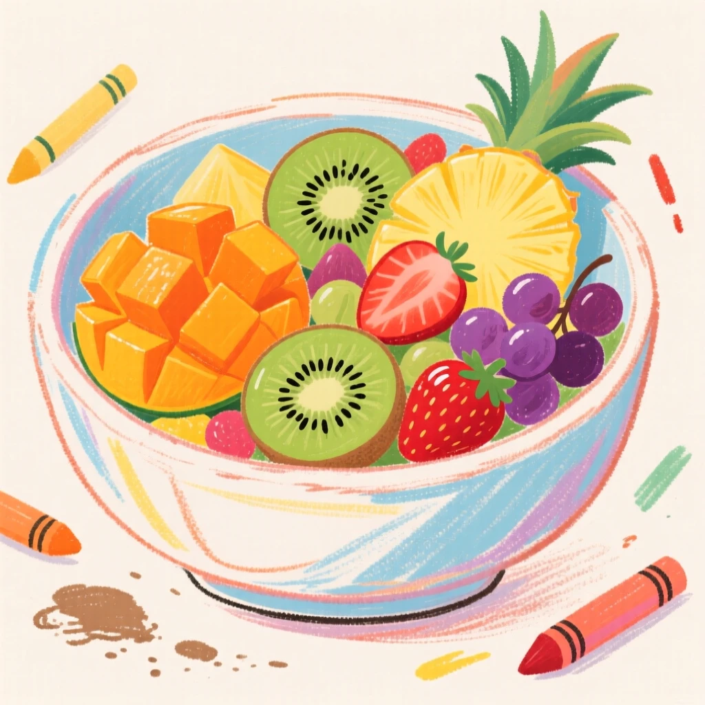 A colorful bowl of fresh tropical fruit salad.