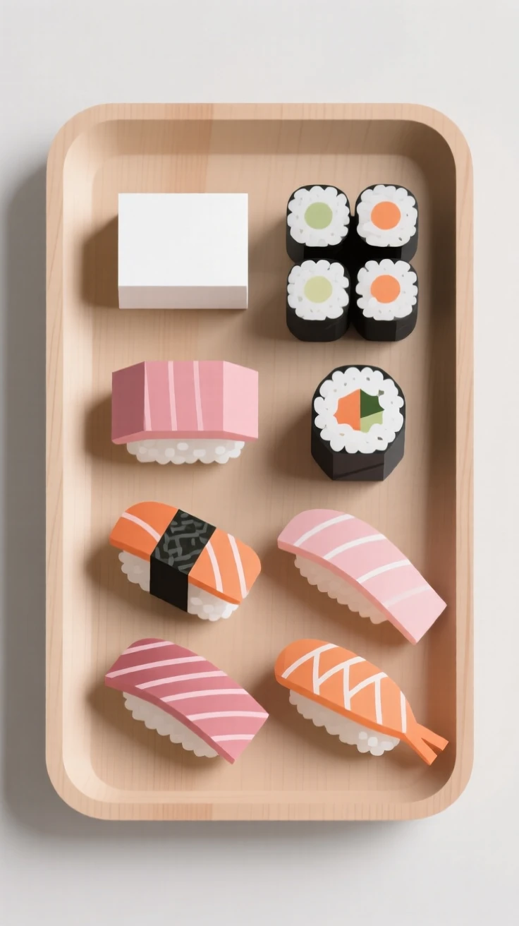A tray of sushi and sashimi
