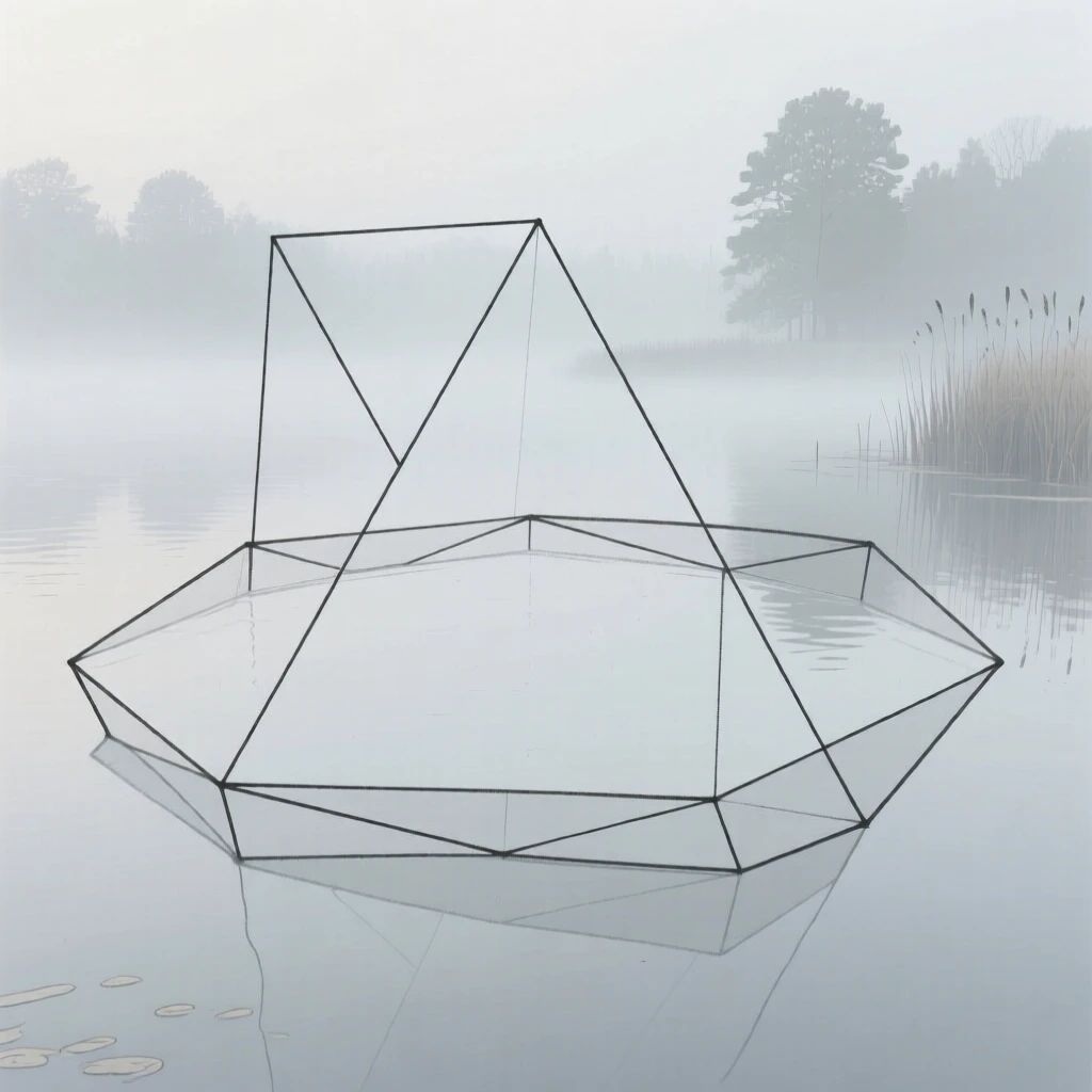 A quiet pond covered in morning mist