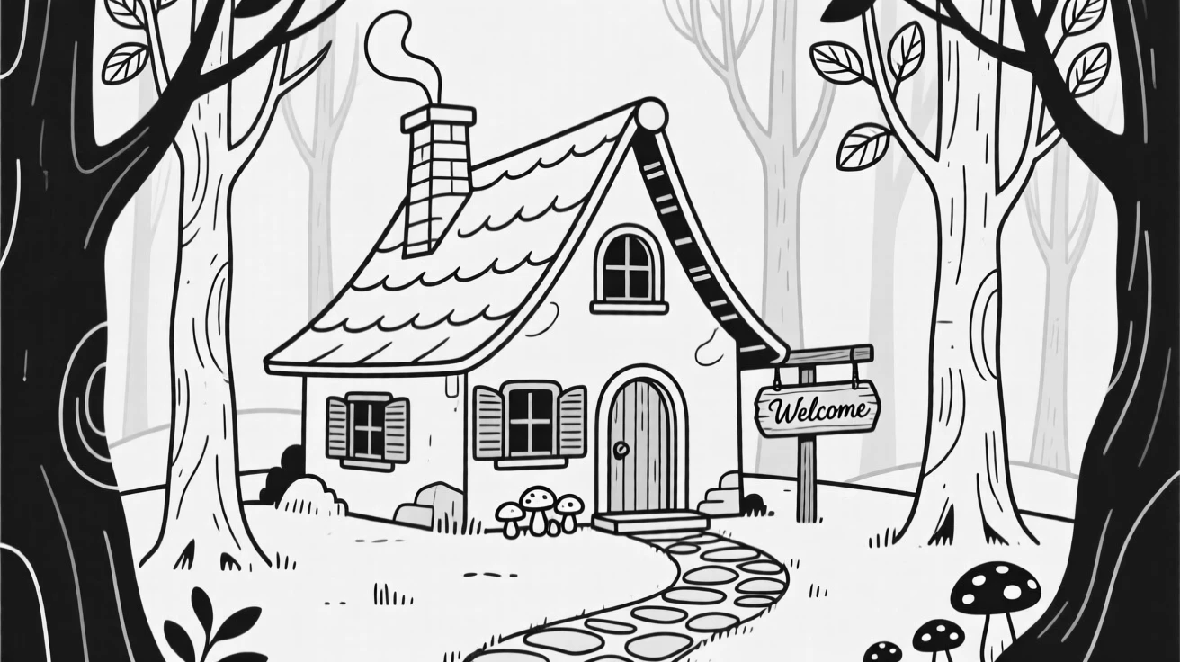 A witch's cottage nestled deep in an enchanted forest