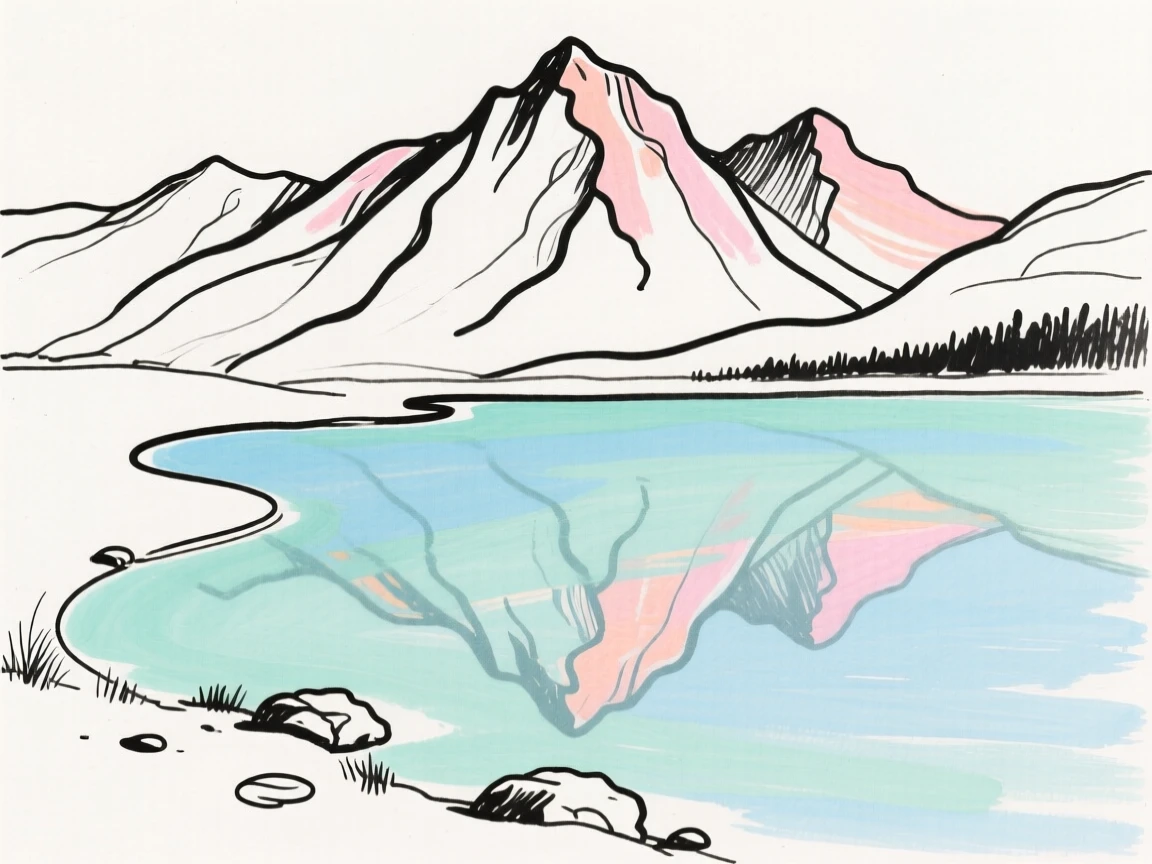 A mountain lake mirroring the peaks