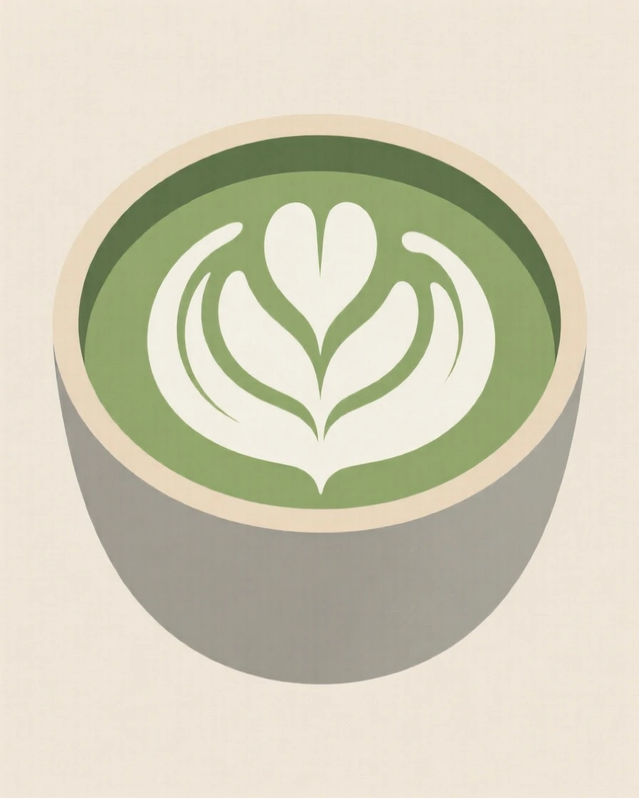 A cup of matcha tea with latte art