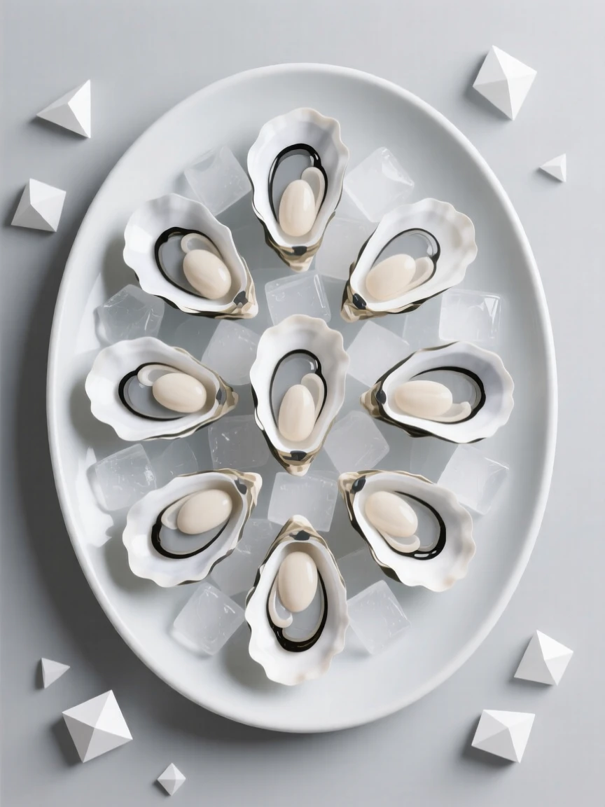 A plate of fresh oysters on ice
