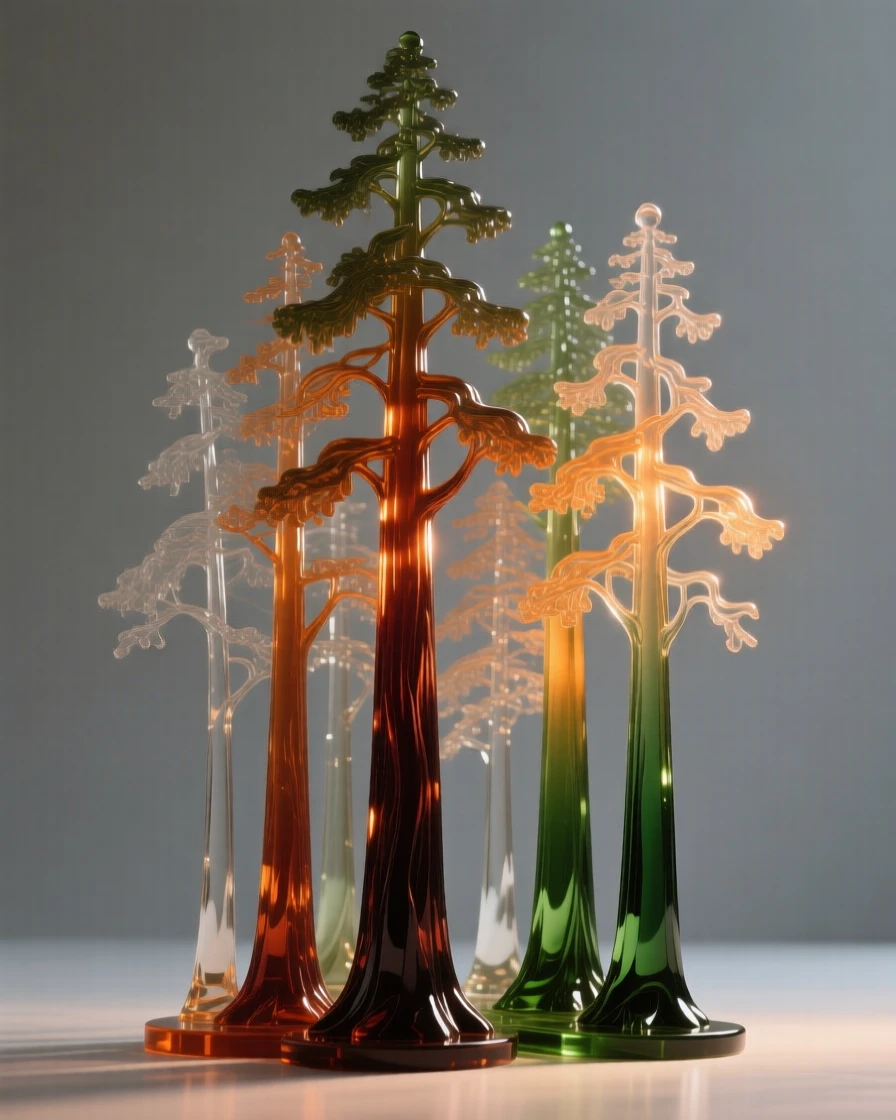 A redwood forest with towering ancient trees bathed in the warm glow of sunset, rich saturated colors, evoking a deep sense of wonder.