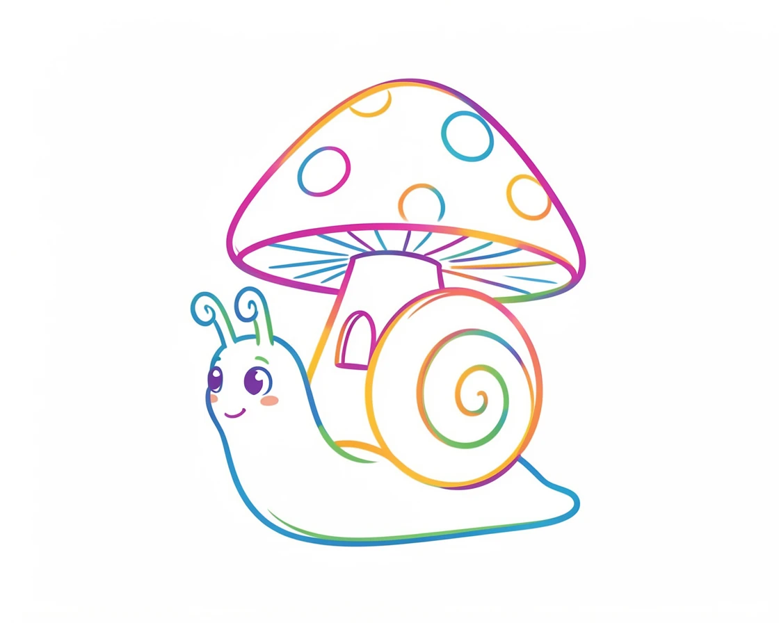 A tiny snail character carrying a mushroom-shaped house on its back.