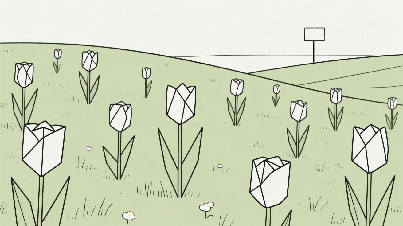 A spring meadow filled with blooming tulips