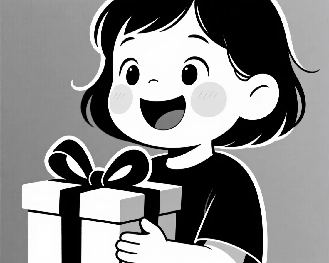 A child's face lighting up at a surprise gift.