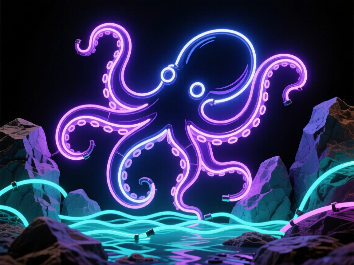A octopus changing shape as it slips between rocks on the seafloor.
