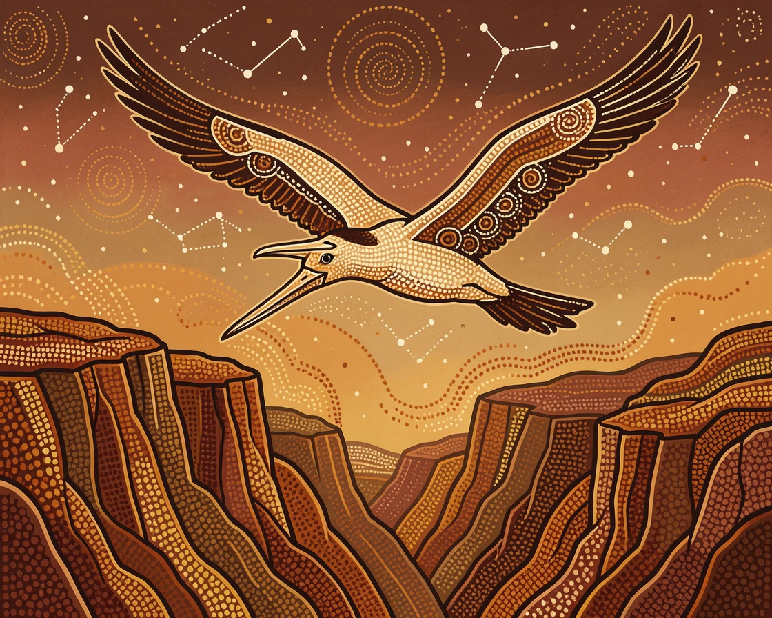 A frigatebird soaring high above rugged cliffs