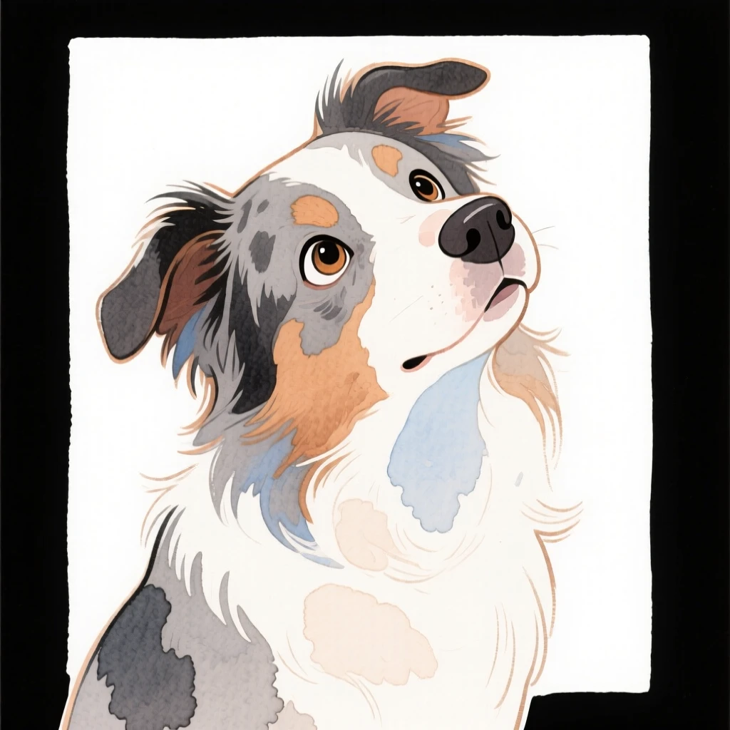 A border collie tilting its head with a curious expression