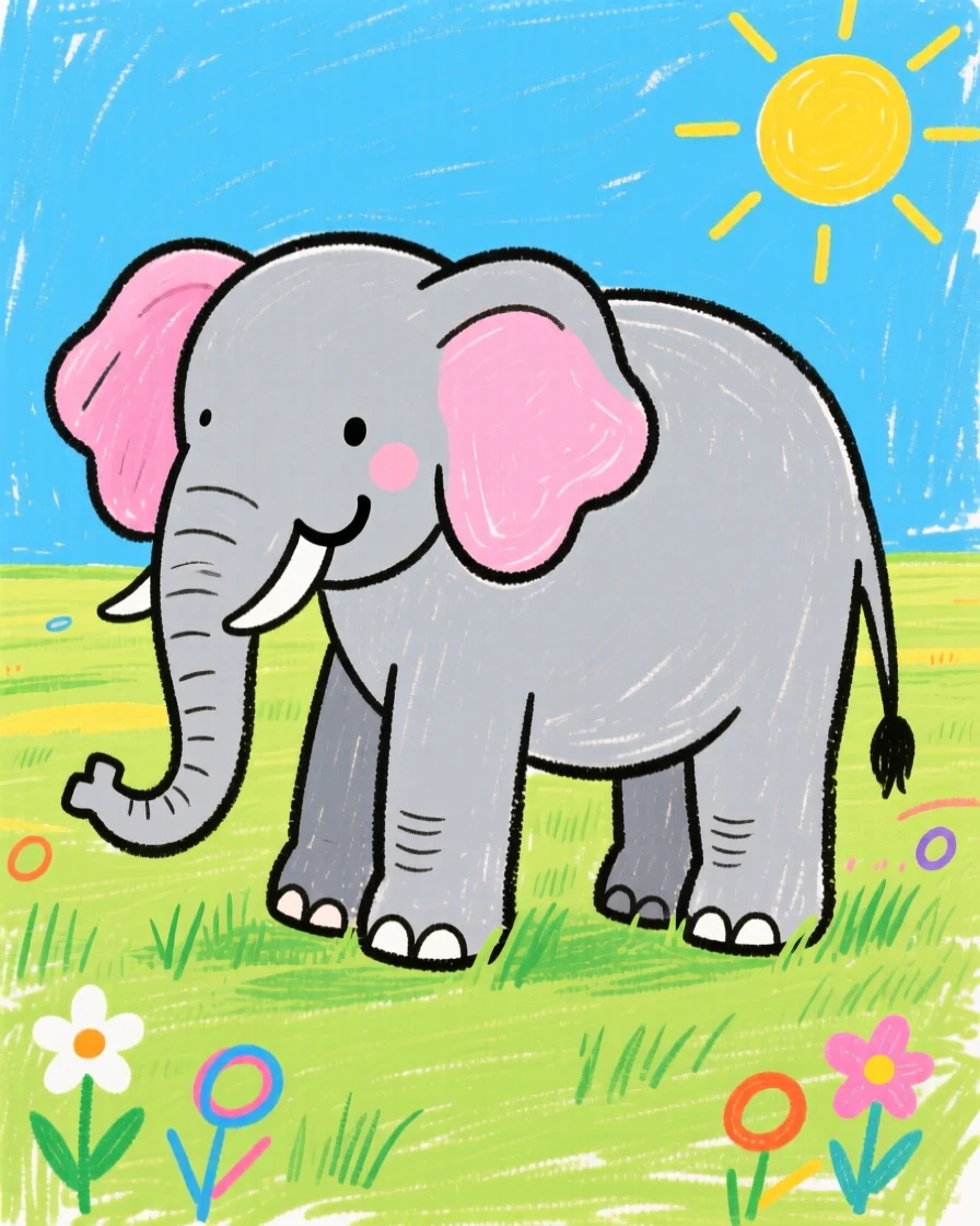 A majestic elephant on a wide open grassy plain.