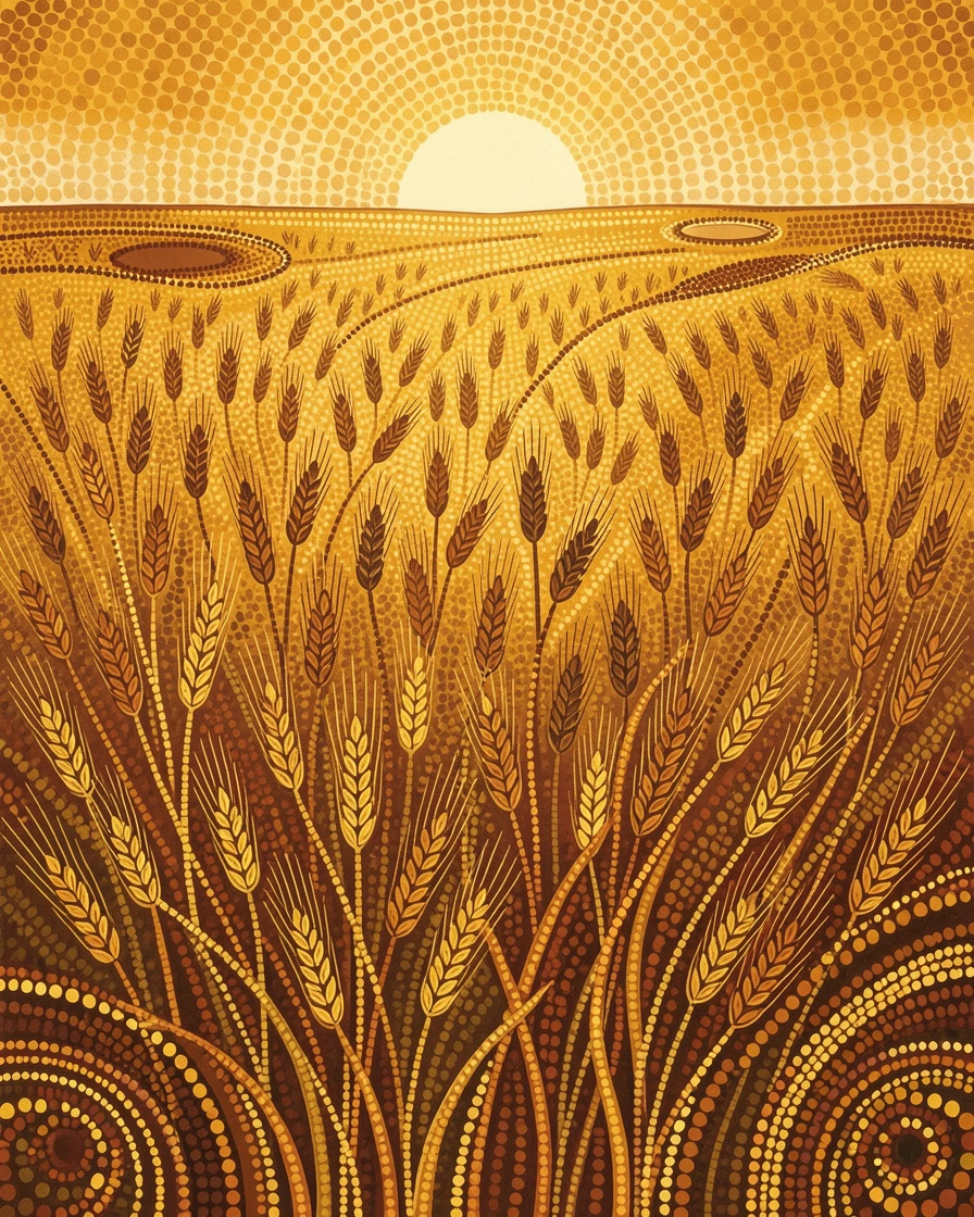 Golden wheat fields bathed in golden afternoon light