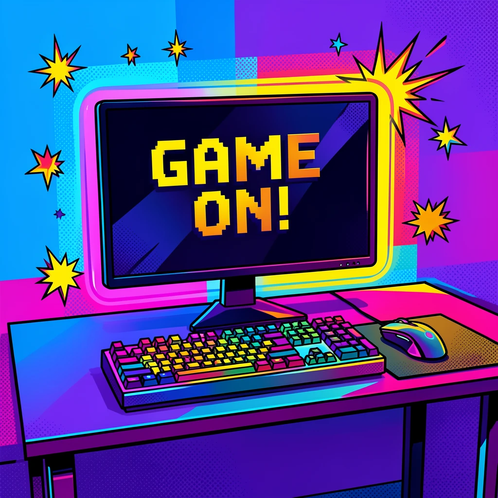 A gamer's setup lit with elaborate ambient lighting